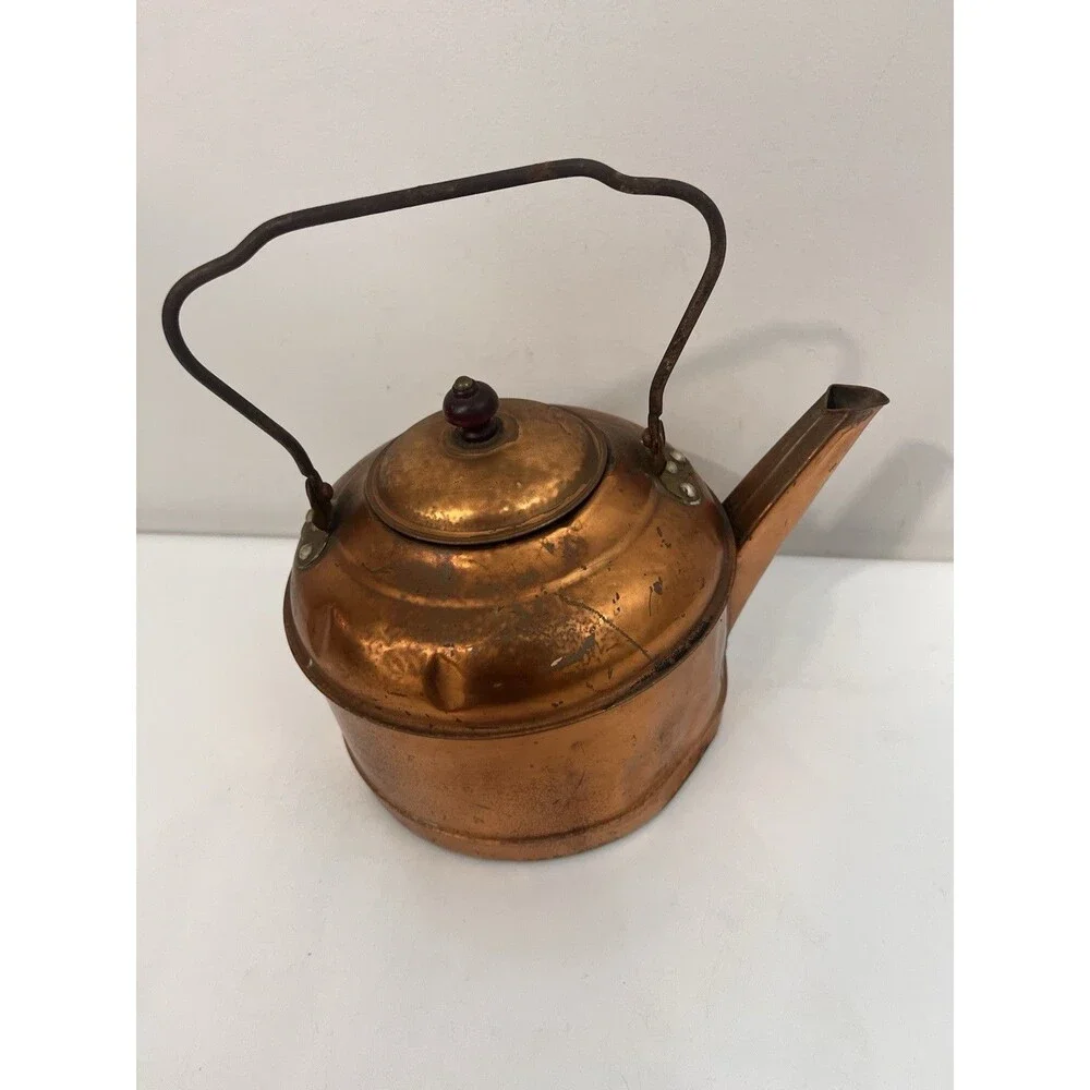 Antique Revere Ware Copper Tea Kettle Pot 1801 Rome  NY 7